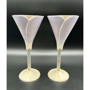 Newman Ceramic Works 4oz Purple Cala Lily Champagne Flute Martini Glass Handmade